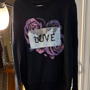 Abercrombie Kids Black Sweatshirt with Sequin Love Design